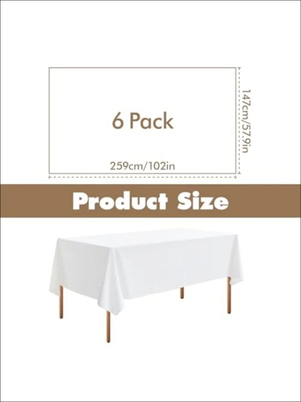 6 Pack Tablecloths 58x102 Inch Rectangle Polyester Wrinkle Resistant Dining